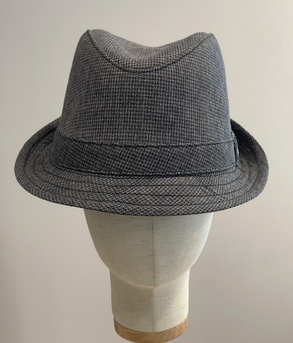 VTG Goorin Hat Cap Trilby Men L Gray Tweed Lined Herringbone Casual Rolled Brim